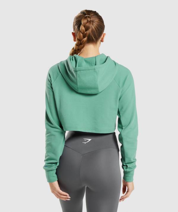 Damske Mikiny S Kapucňou Gymshark Training Cropped Tmavo Zelene Zelene | ST2679135